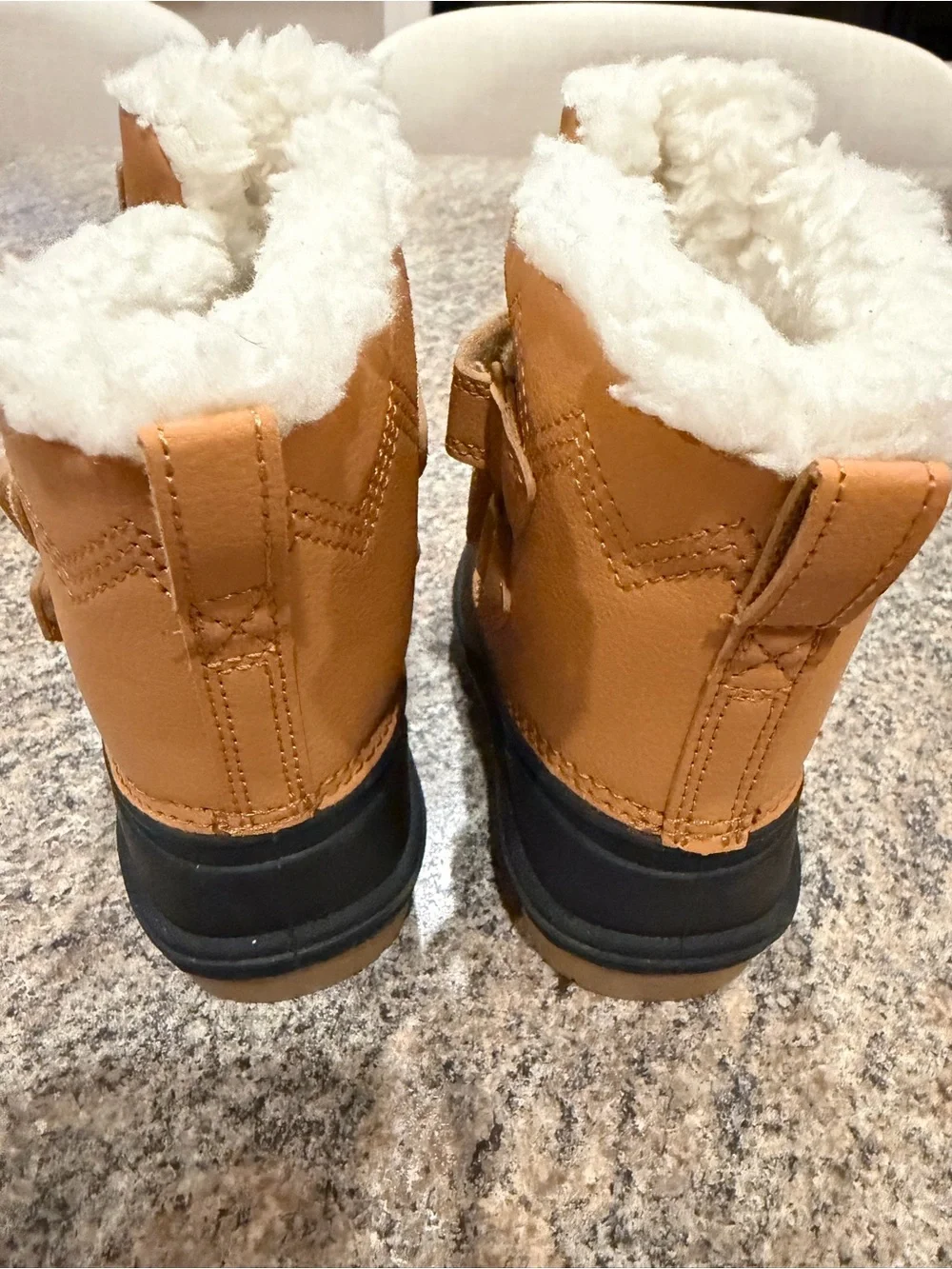 Cat & Jack Tan and Black Kids Waterproof Duck Boots with Faux Shearling